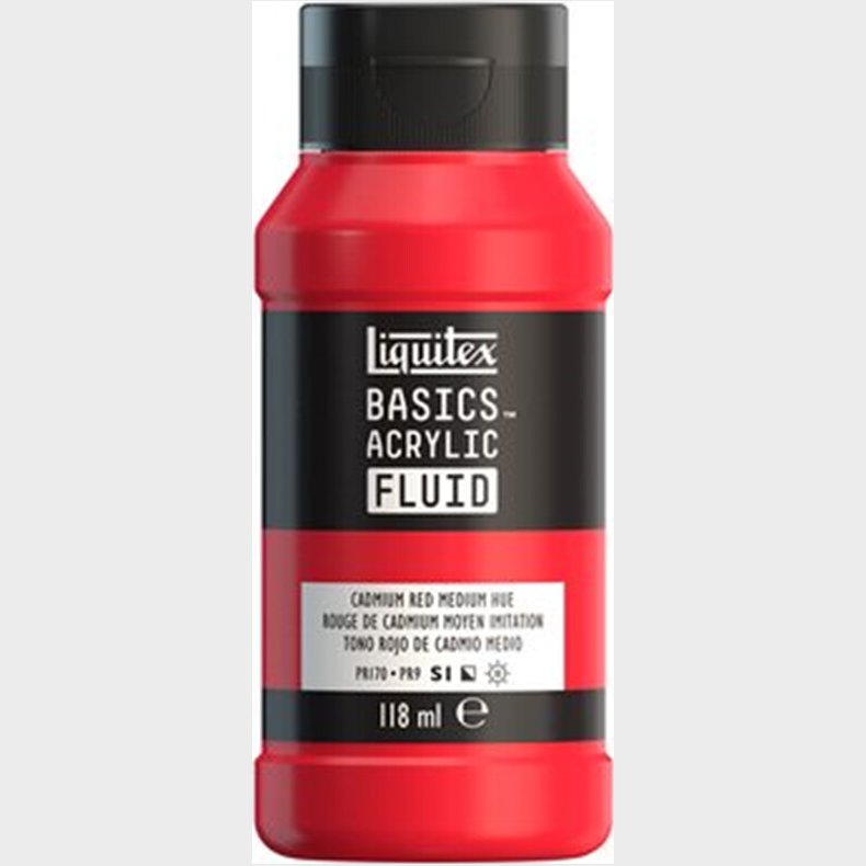 Liquitex - Basics Fluid Akrylmaling - Cadmium Red Medium Hue 118 Ml