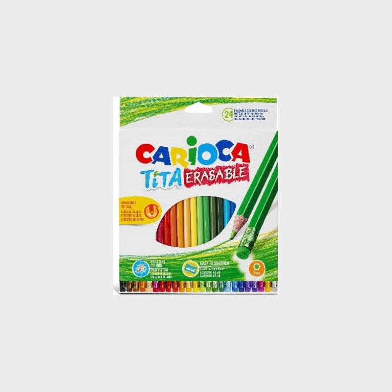 Carioca - Tita Erasable Farveblyanter Med Viskelder - 24 Farver