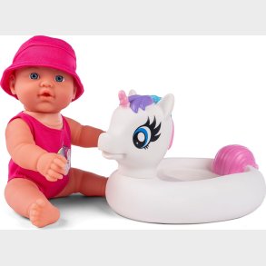Baby Love - Mathilde Dukke Med Enhjrning Badering - 31 Cm