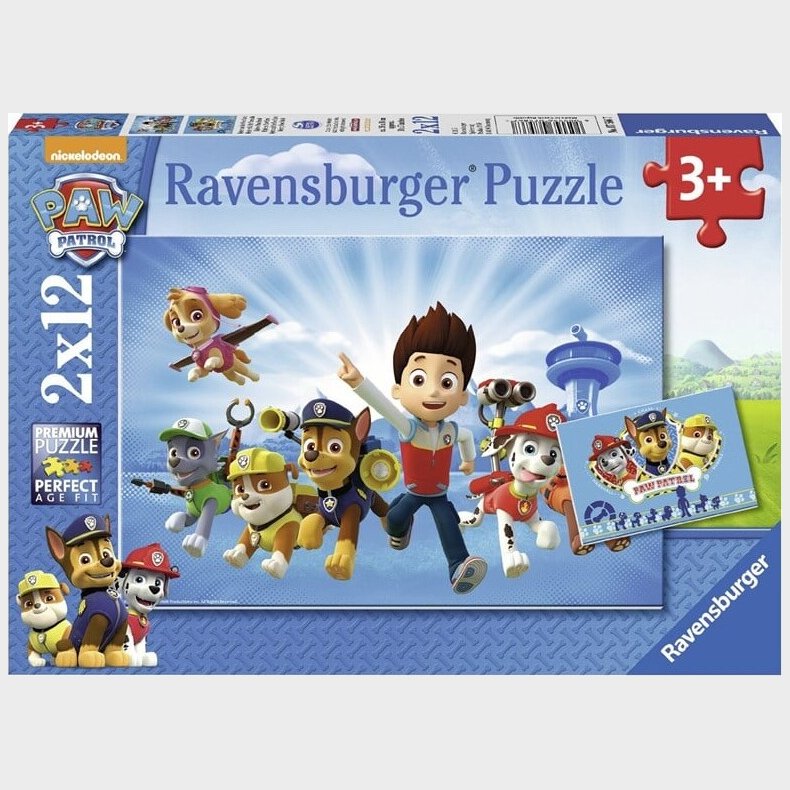 Paw Patrol Puslespil - 3 r - Ravensburger - 2x12 Brikker