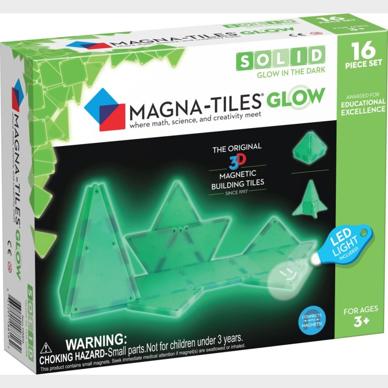 Magna-tiles - Glow In The Dark Udvidelse Magnetst - 16 Dele