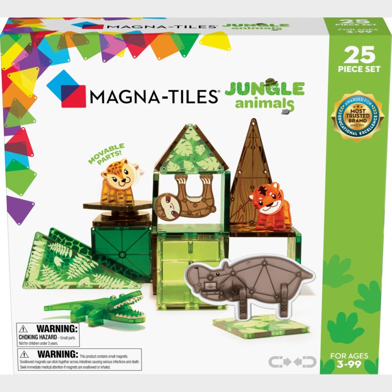 Magna-tiles - Junglens Dyr Magnetst - 25 Dele