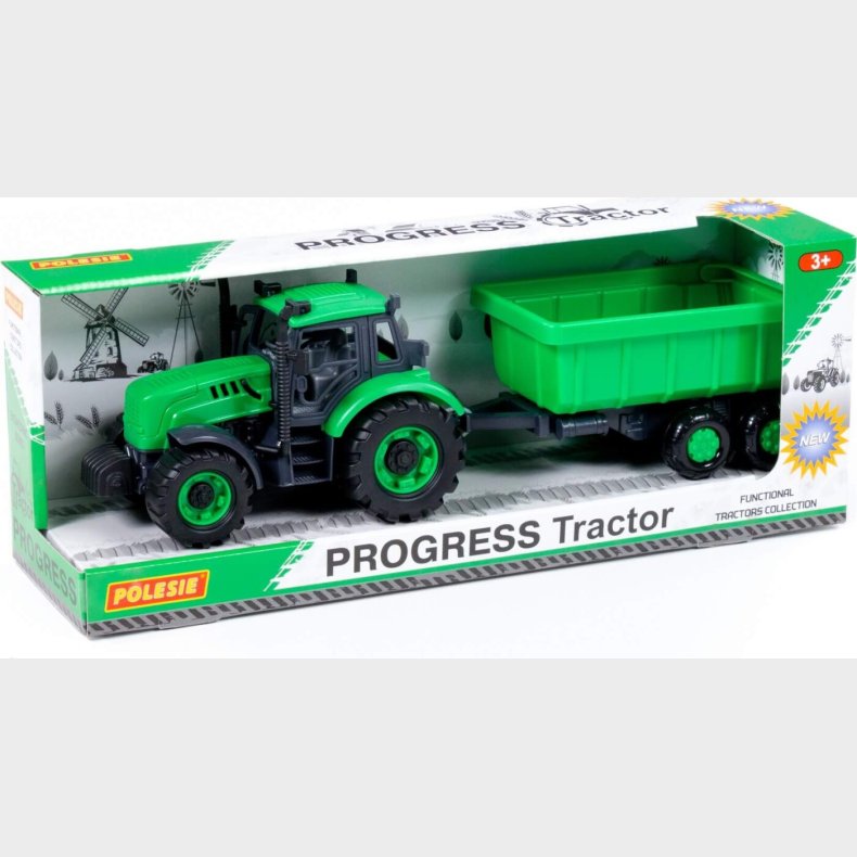 Legetjs Traktor Med Vogn - Til Brn - Polesie - Grn - 37 Cm