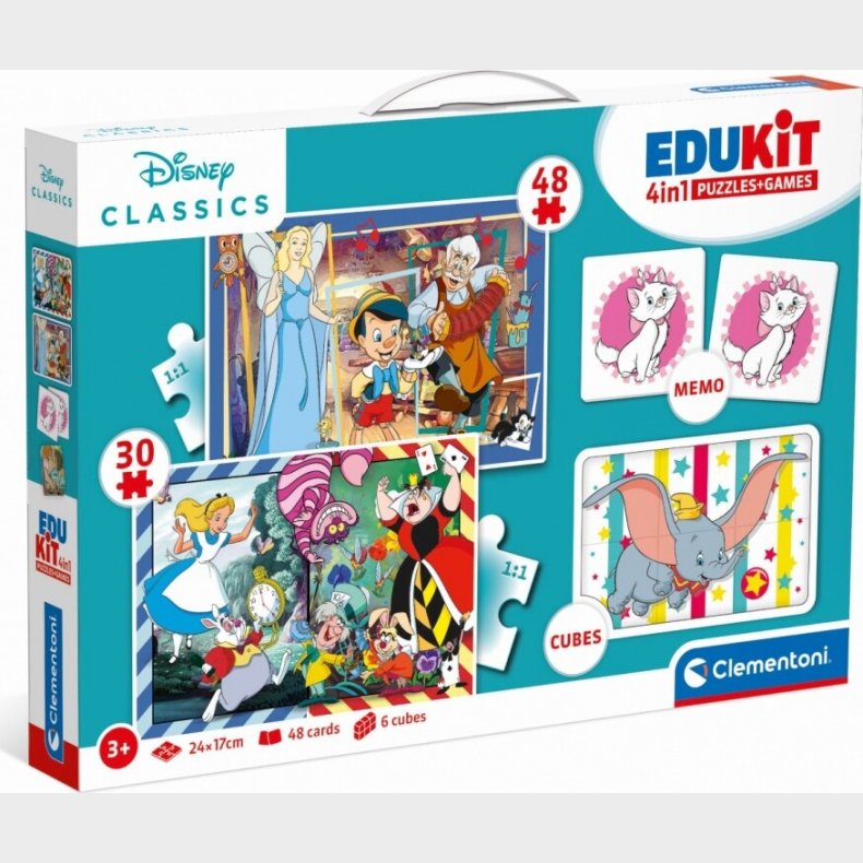 Disney Puslespil Og Vendespil - Edukit 4-i-1 - Clementoni - 3 r