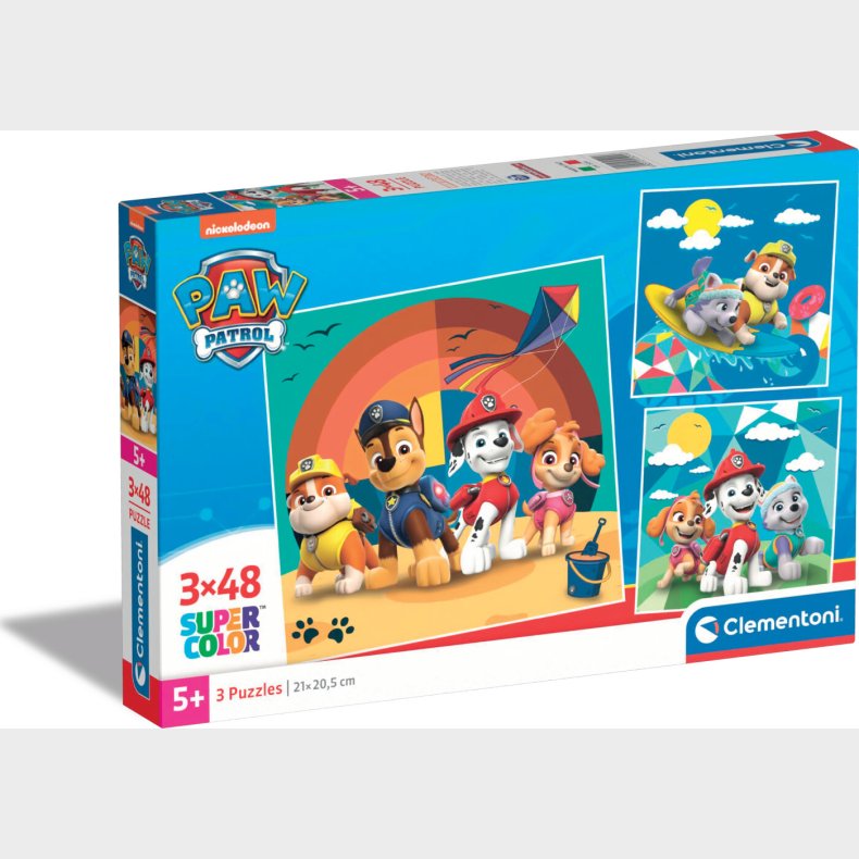 Paw Patrol Puslespil - Super Color - Clementoni - 3x48 Brikker