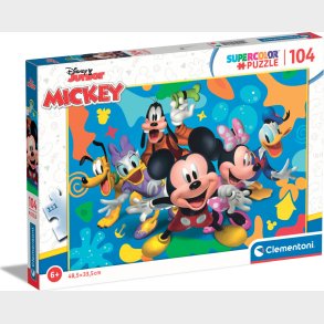 Disney Puslespil - Mickey Og Venner - Super Color - Clementoni - 104 Brikker