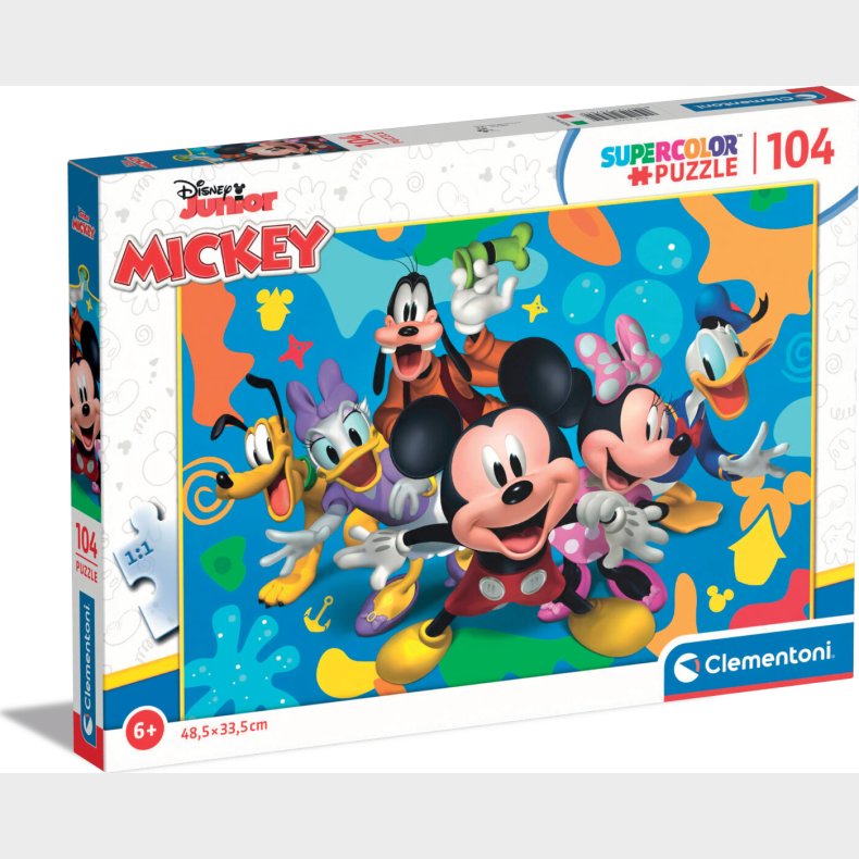 Disney Puslespil - Mickey Og Venner - Super Color - Clementoni - 104 Brikker