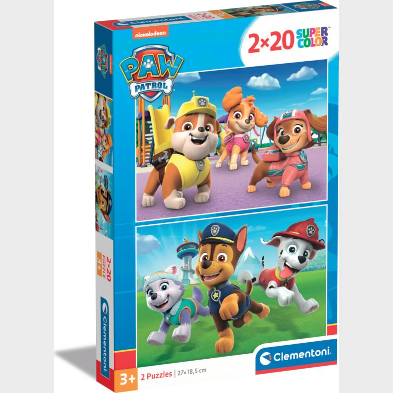 Paw Patrol Puslespil - Super Color - Clementoni - 2x20 Brikker