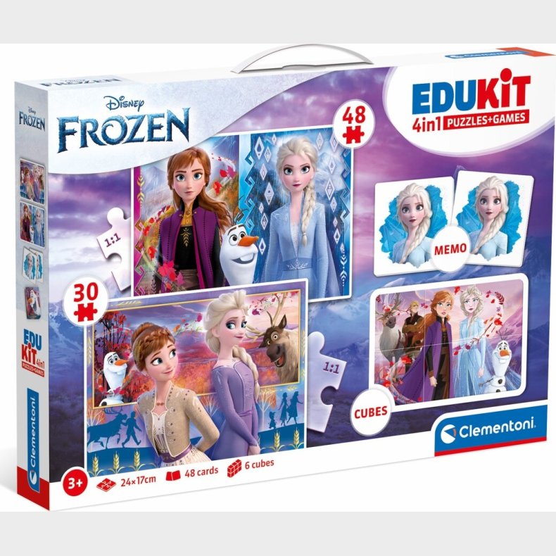 Frost Puslespil Og Vendespil - Disney - Edukit 4-i-1 - Clementoni - 3 r