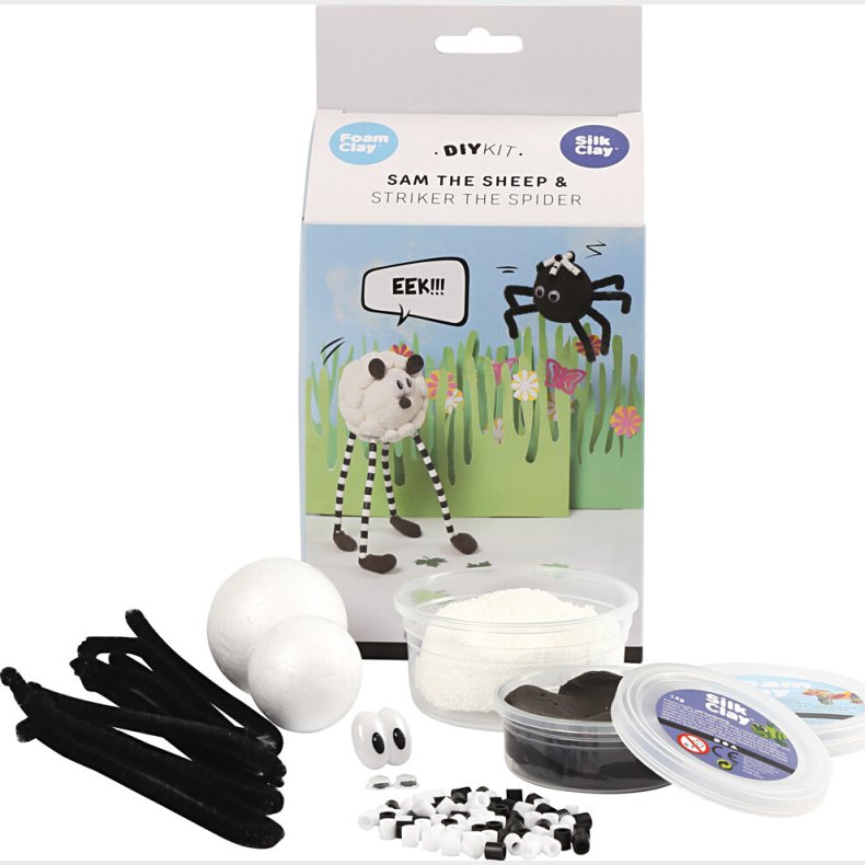 Diy Kit - Silk Clay Og Foam Clay - Funny Friends - Fr Og Edderkop