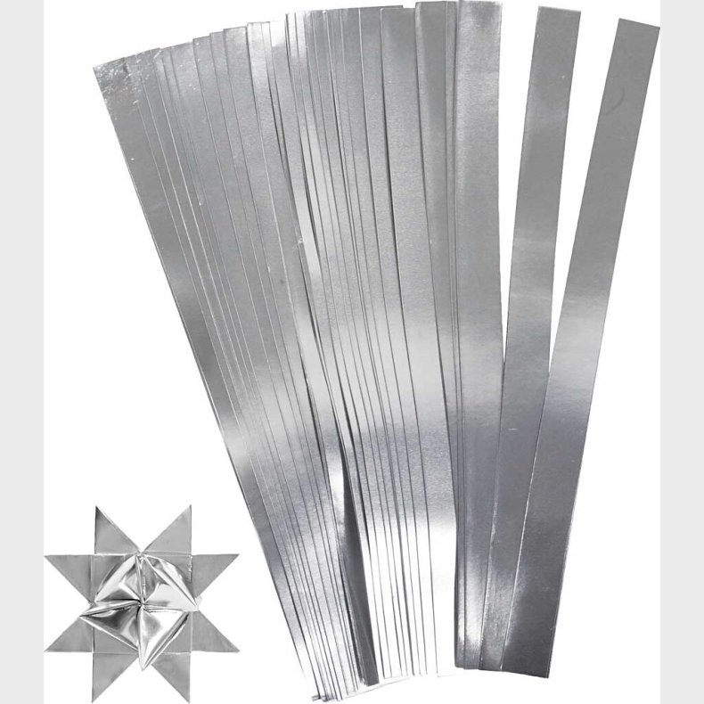 Stjernestrimler - L 45 Cm -  4,5 Cm - B 10 Mm - Slv - 100 Strimler