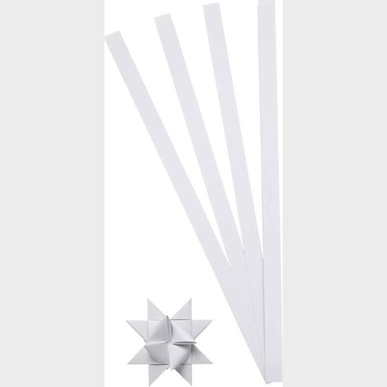 Stjernestrimler - L 45 Cm - B 10 Mm -  4,5 Cm - Hvid - 100 Strimler