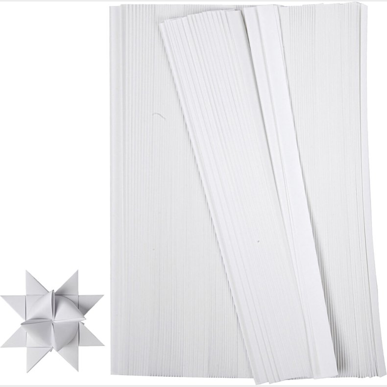 Stjernestrimler - L 45 Cm -  6,5 Cm - B 15 Mm - Hvid - 500 Strimler