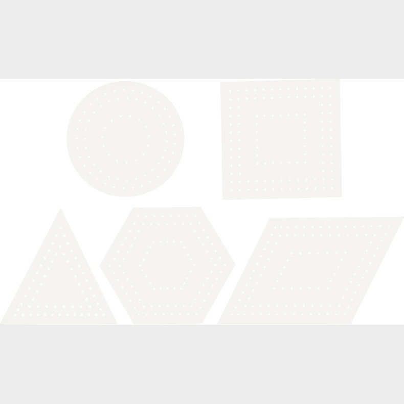 Broderifigurer - Geometriske Figurer - Str. 10-17 Cm - Hvid - 20 Stk.