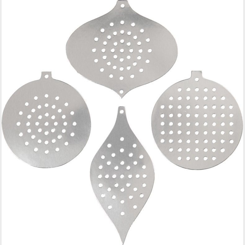 Sykarton - Juleornamenter - H 8,5-12 Cm - Metallic Slv - 8 Stk.