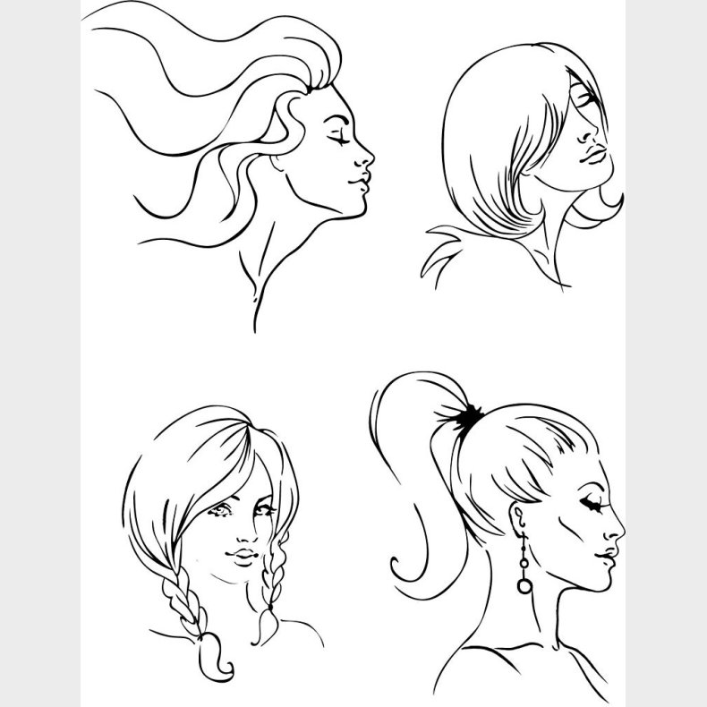 Silikonestempler - Frisurer - 11x15,5 Cm - 1 Ark