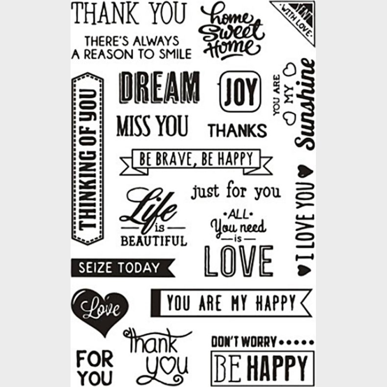 Silikonestempler - Engelske Ord - 11x15,5 Cm - 1 Ark