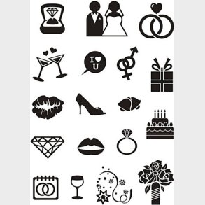 Silikonestempler - Bryllup - 11x15,5 Cm - 1 Ark