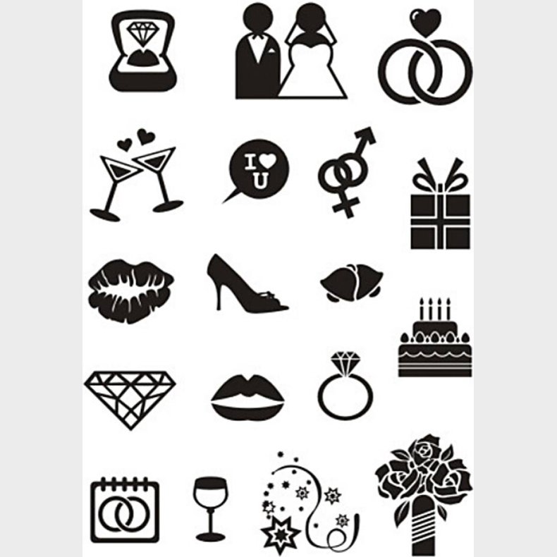 Silikonestempler - Bryllup - 11x15,5 Cm - 1 Ark