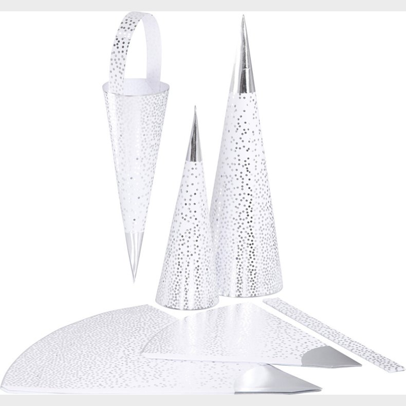 Krmmerhuse  - H 18+28 Cm - 120 G - Slv - Hvid - 3 Stk.