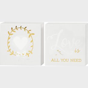 Akvarel Lrred Med Guldtryk - 10,16x2,54 Cm - Hvid - 2 Stk.