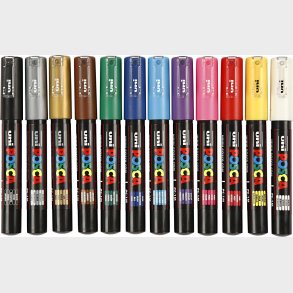 Posca Tusch - Nr. Pc-1m - Tykkelse 0,7 Mm - 12 Farver