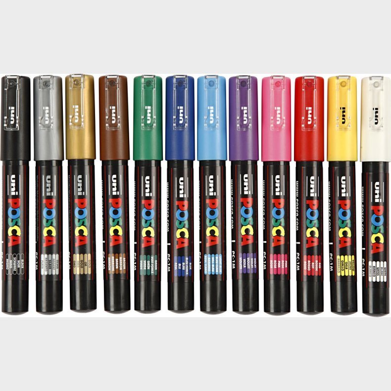 Posca Tusch - Nr. Pc-1m - Tykkelse 0,7 Mm - 12 Farver