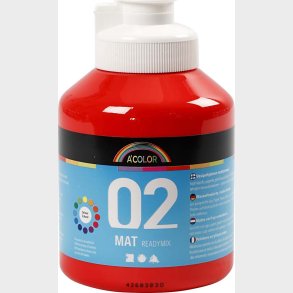 A-color - Skole Akrylmaling - Mat - Rd - 500 Ml