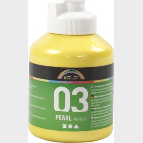 A-color - Skole Akrylmaling - Metallic - Gul - 500 Ml
