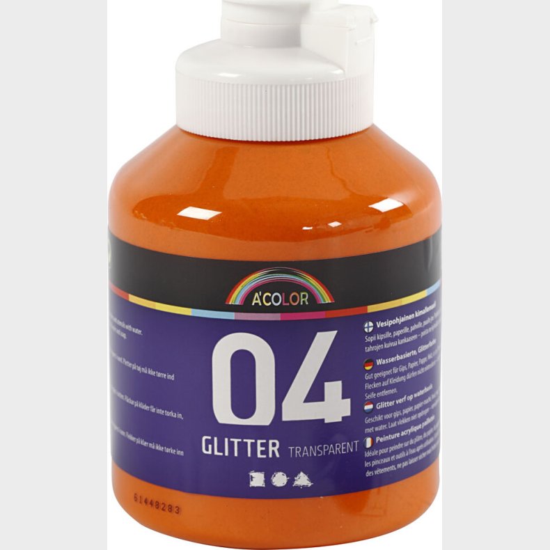 A-color - Skole Akrylmaling - Glitter - Orange - 500 Ml