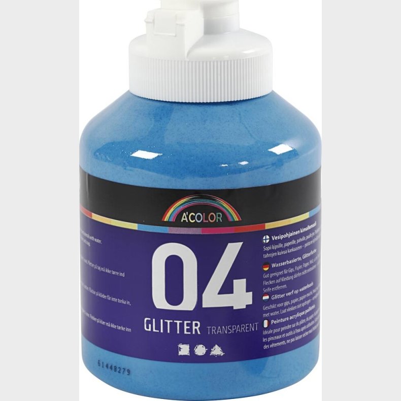 A-color - Skole Akrylmaling - Glitter - Bl - 500 Ml