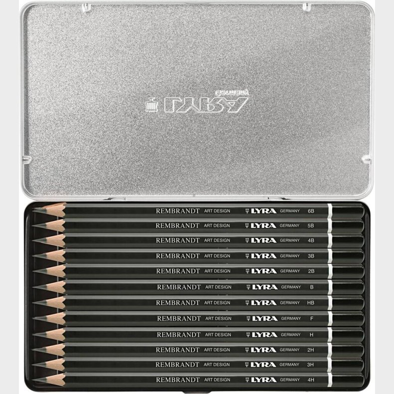 Art Design Tegneblyanter - Hrdhed B,2b,3b,4b,5b,6b,hb,h,2h,3h,4h,f - 12 Stk.