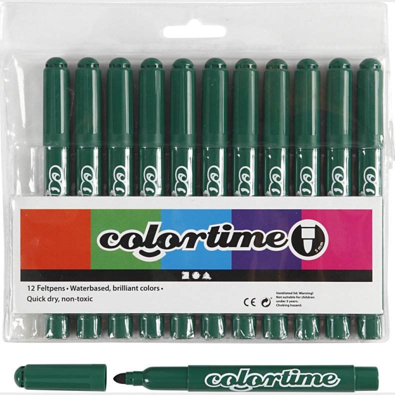 Tusser - Vandbaserede - Tykkelse 5 Mm - Mrk Grn - 12 Stk.