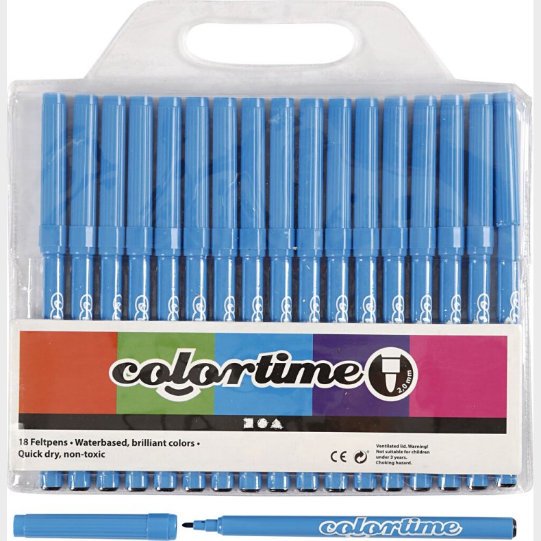 Tusser - Vandbaserede - Tykkelse 2 Mm - Lysebl - 18 Stk.