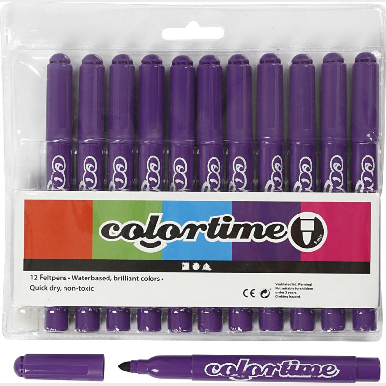 Tusser - Vandbaserede - Tykkelse 5 Mm - Mrk Lilla - 12 Stk.