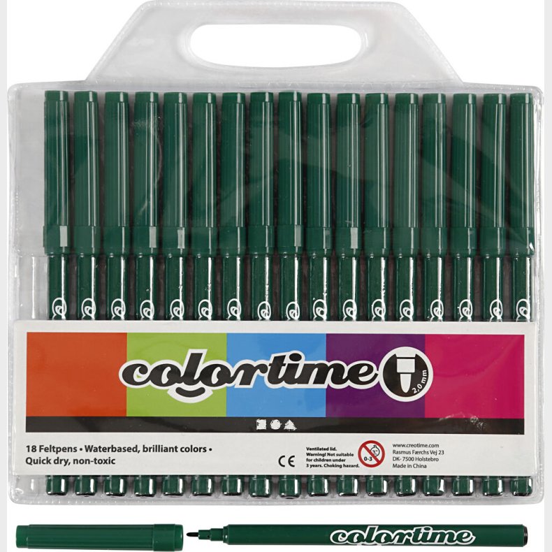 Tusser - Vandbaserede - Tykkelse 2 Mm - Mrk Grn - 18 Stk.