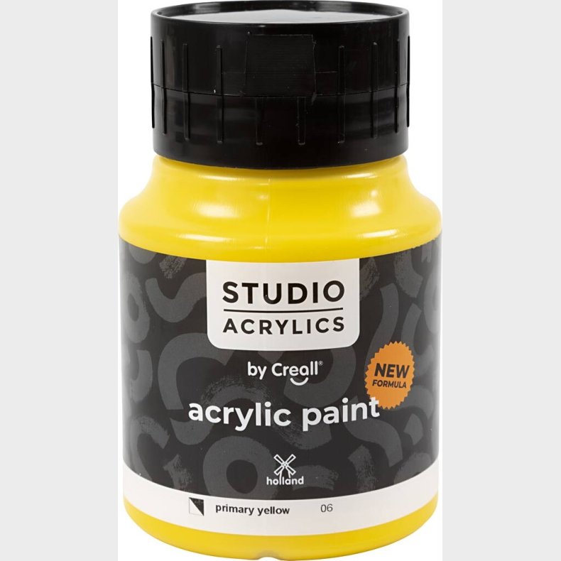 Creall Studio Acrylics - Akrylmaling - Halvdkkende - Primr Gul - 500 Ml