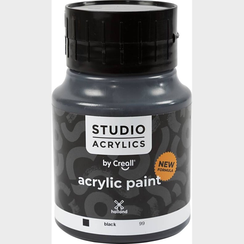 Creall Studio Acrylics - Akrylmaling - Dkkende - Sort - 500 Ml