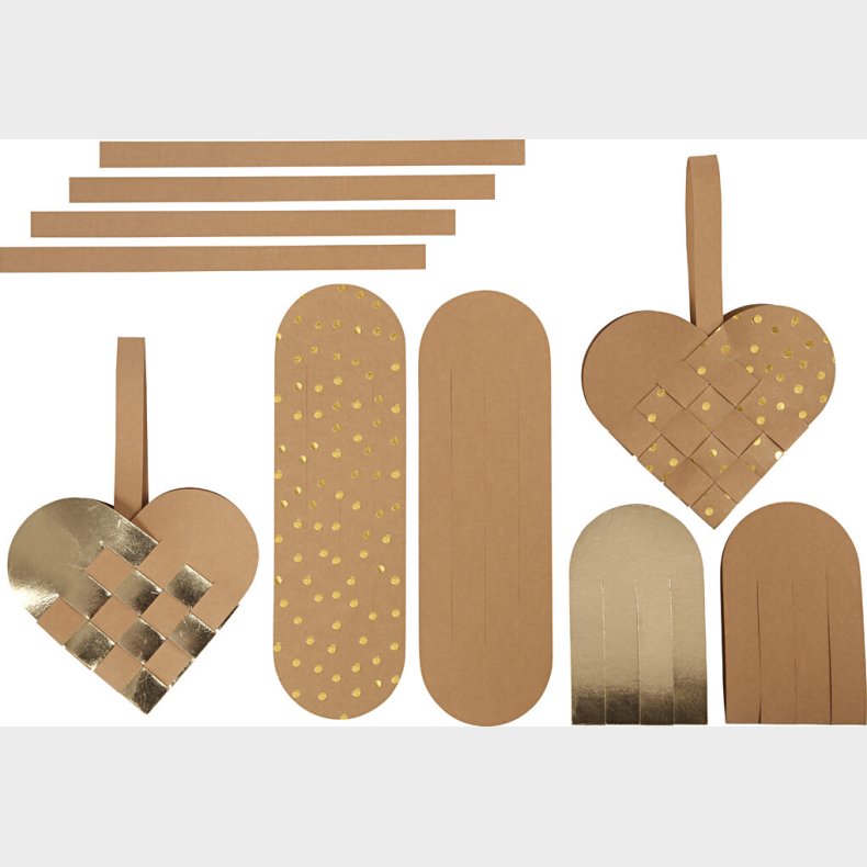 Julehjerter Af Lderpapir - Tykkelse 0,55 Mm - Guld