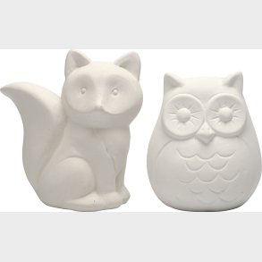 Sparegrise - Ugle Og Rv - Mal Selv - Hvid - 2 Stk