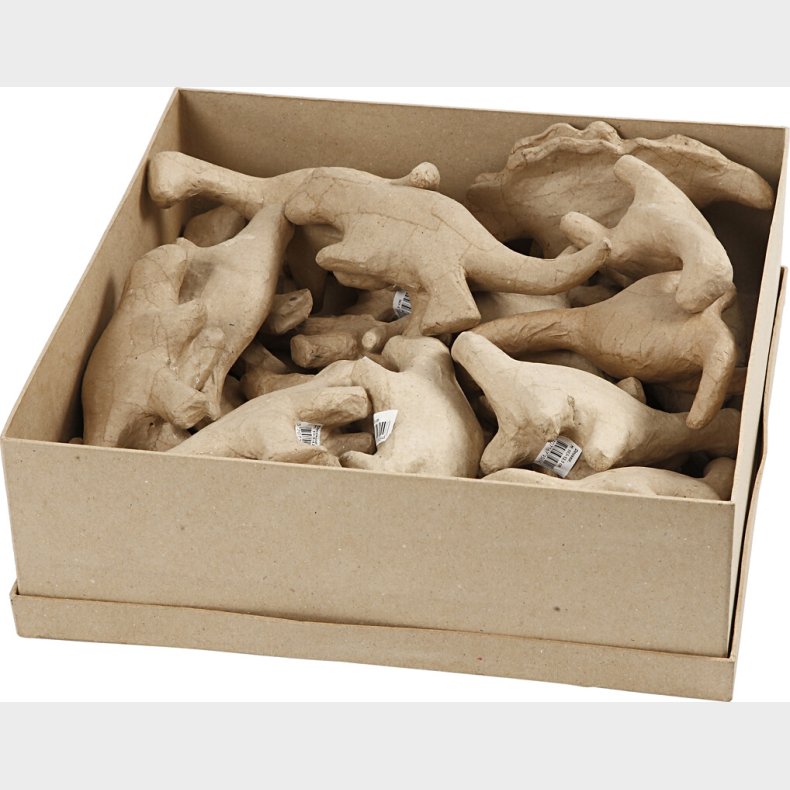 Dinosaur Figurer - Mal Selv - Papmach - 21 Stk