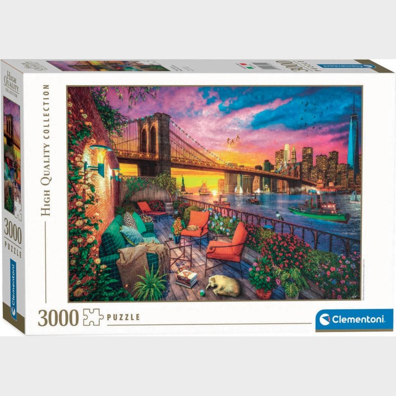 Clementoni Puslespil - Manhatten Balcony Sunset - High Quality - 3000 Brikker