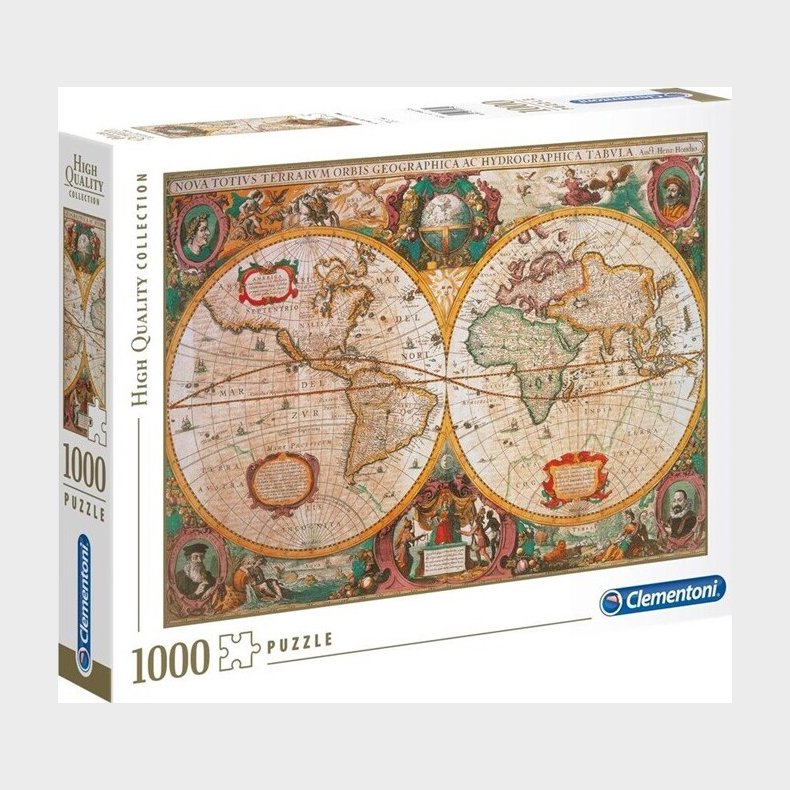 Clementoni Puslespil - Old Map - High Quality - 1000 Brikker