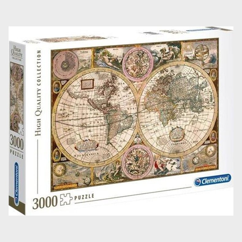 Clementoni Puslespil - Old Map - High Quality - 3000 Brikker