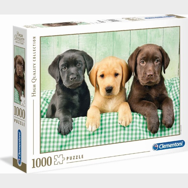 Clementoni Puslespil - Tre Labradorhvalpe - High Quality - 1000 Brikker