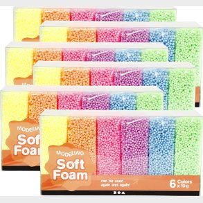 Soft Foam - Modellervoks St - 6 Pakker