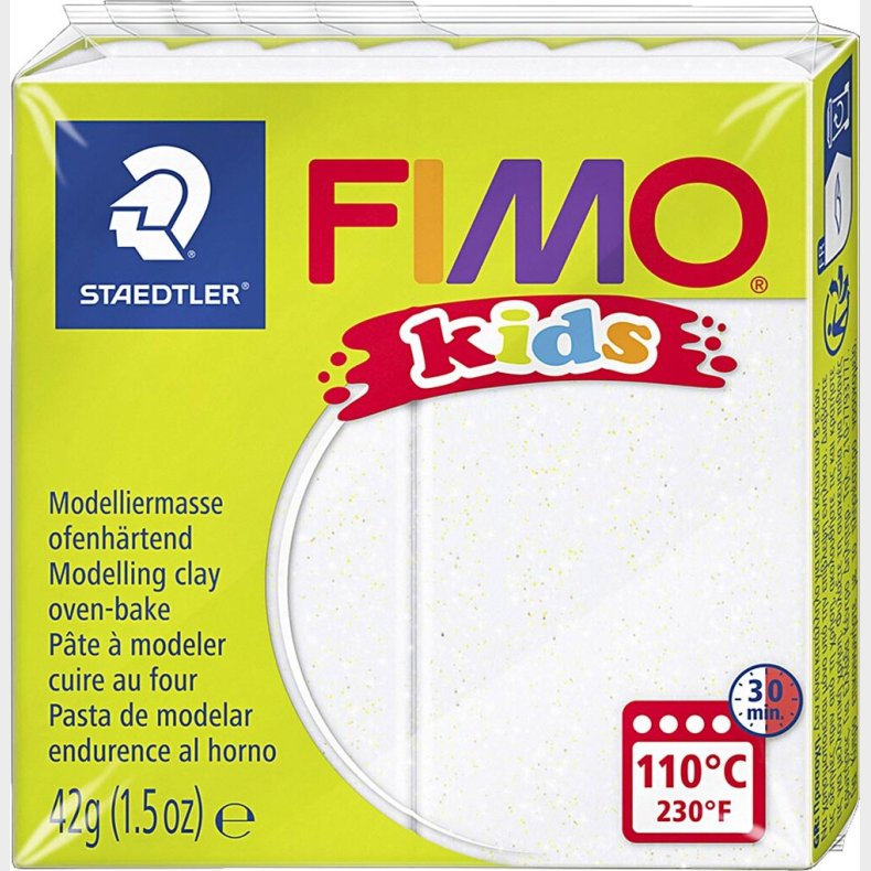 Fimo - Ler Til Ovn - Kids - Glitter - Hvid - 42 G