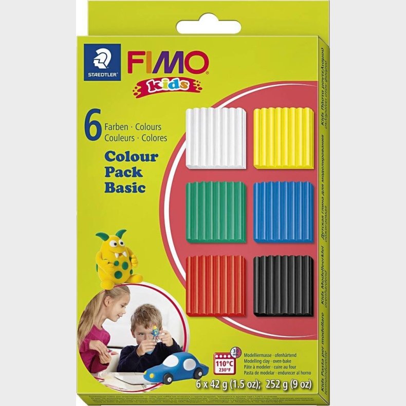 Fimo - Ler Til Ovn - Kids - Standardfarver - 6x42 G