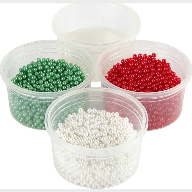 Pearl Clay - Perler Med Modelleringsgel - Grn, Rd, Hvid