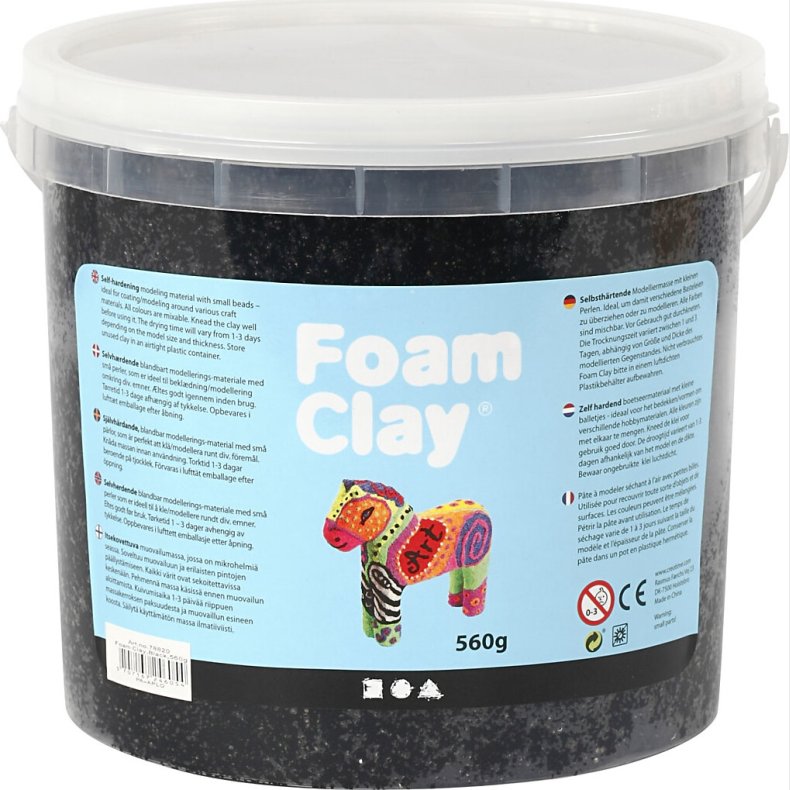 Foam Clay - Sort - Modellervoks I Spand - 560 G